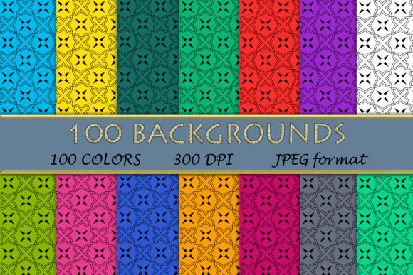 100 Geometric Patterns-057 and Collection of Digital Papers in 100 Colors