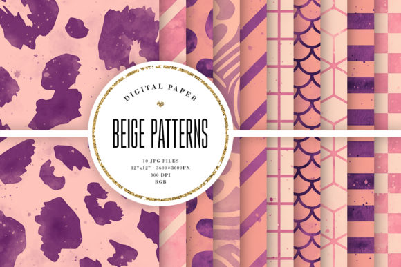 Beige Digital Paper with Watercolor Patterns: A Versatile Design Resource
