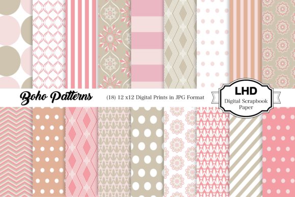 Boho Neutral Digital Paper Patterns