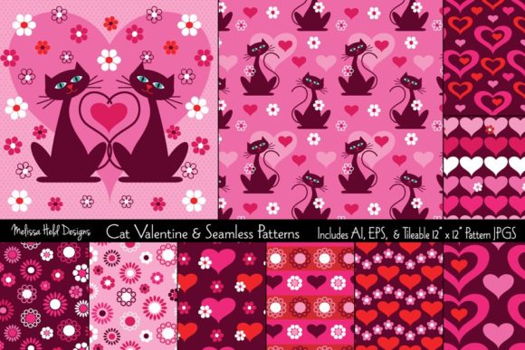 Cat Valentine Seamless Patterns: A Creative Resource for Design Enthusiasts