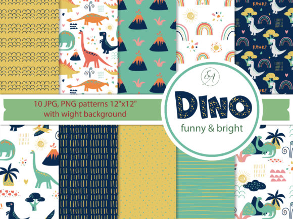 Dino Patterns - Digital Paper for Creative Projects