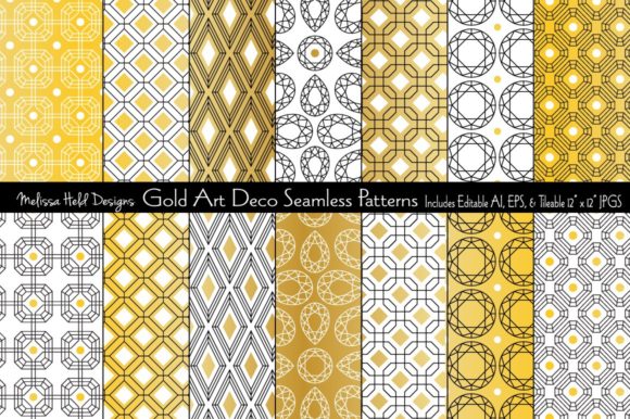 Gold Art Deco Seamless Patterns