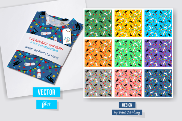 Kids Graduation Seamless Patterns for Kindergarten and Elementary School Projects