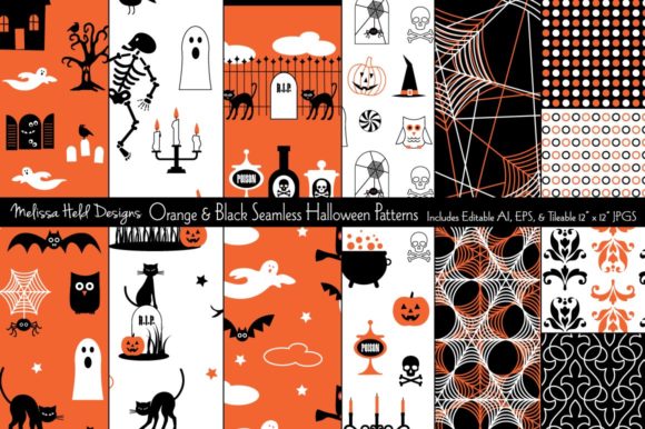 Orange Black Halloween Patterns: A Versatile Resource for Creative Designers