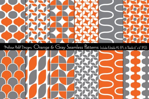 Orange Gray Seamless Patterns