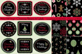 Seamless Christmas Patterns Labels