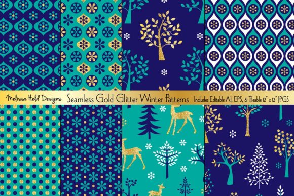 Seamless Glitter Winter Patterns for Creative Projects