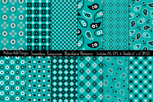 Seamless Turquoise Blue Bandana Patterns