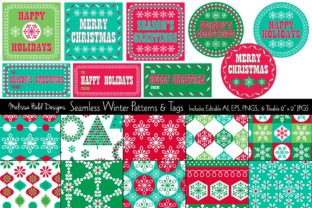 Seamless Winter Patterns Gift Tags